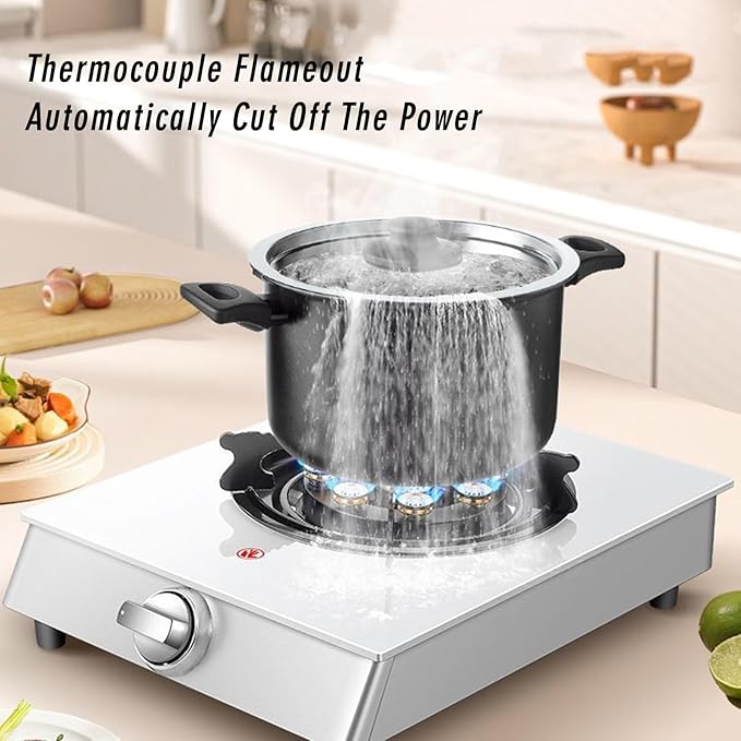 Estufa de Gas de 1 Quemador con Vidrio Templado y Protección de Apagado miniatura 6