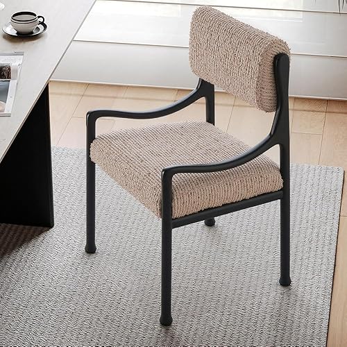 Miniatura 5 de sillas de comedor Silla de comedor retro de madera con respaldo tapizado y asiento curvos reposabrazos cocina moderna