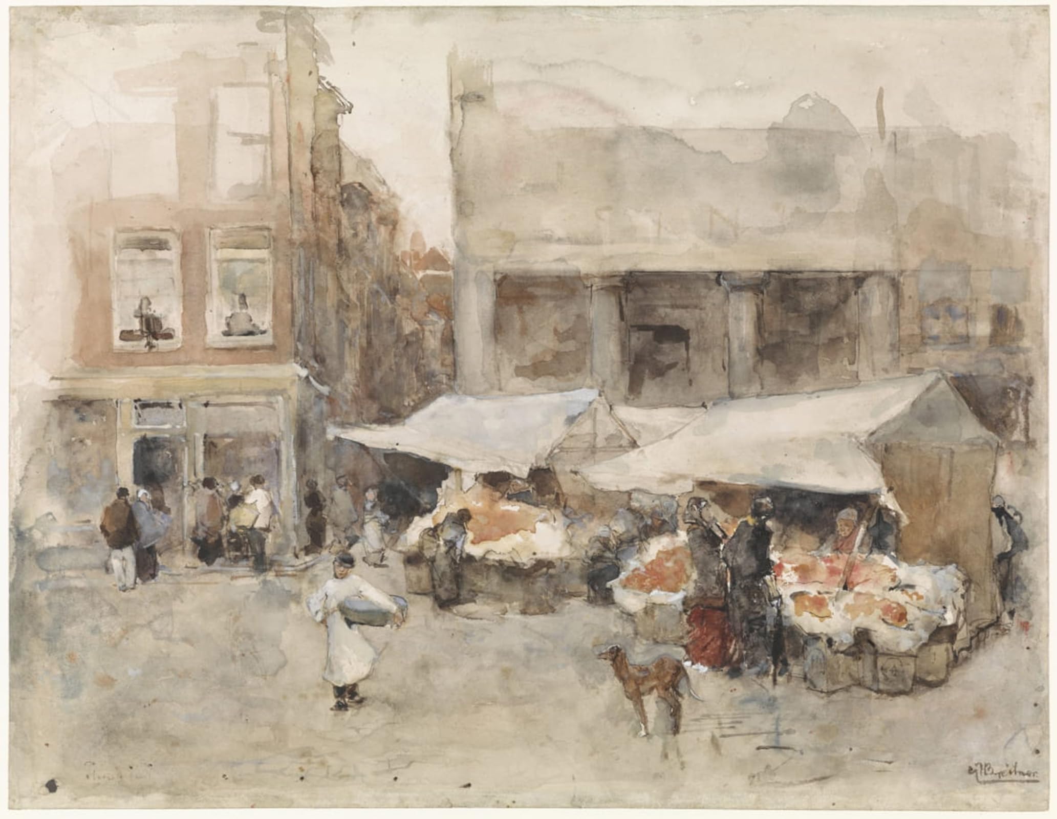 SERENDIPITP Aesthetic Poster Photo Wall Print Retro Picture Market with Flower Stalls by George Hendrik Breitner Modern Wall Artwork for Home Decor 60x90cm