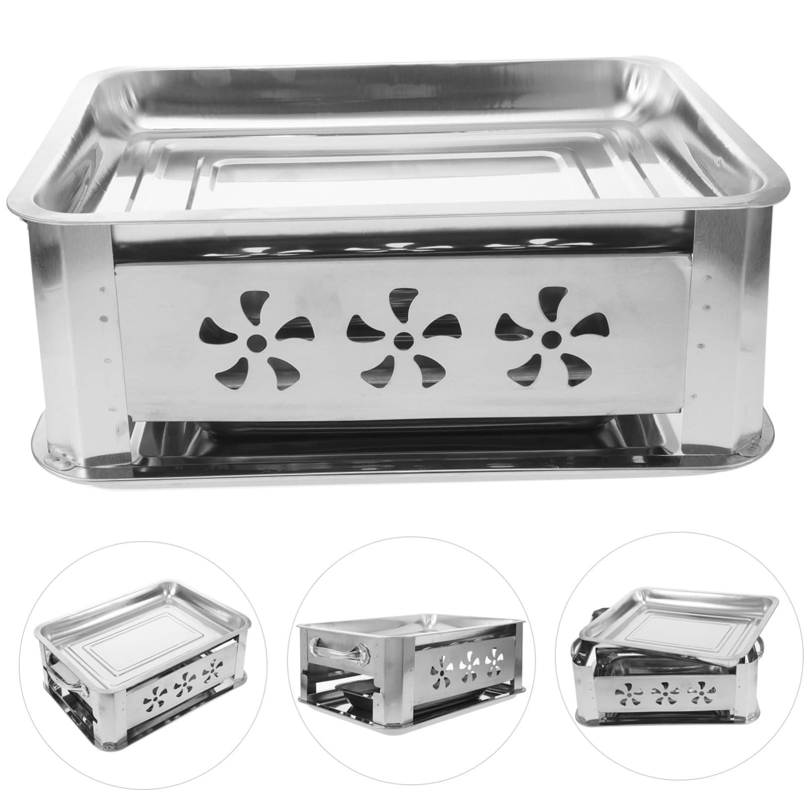 Bandeja para Pescado Gruesa de Acero Inoxidable, Rectangular y Ligera, para Camping y Cocina, Fácil de Transportar, Color Plata