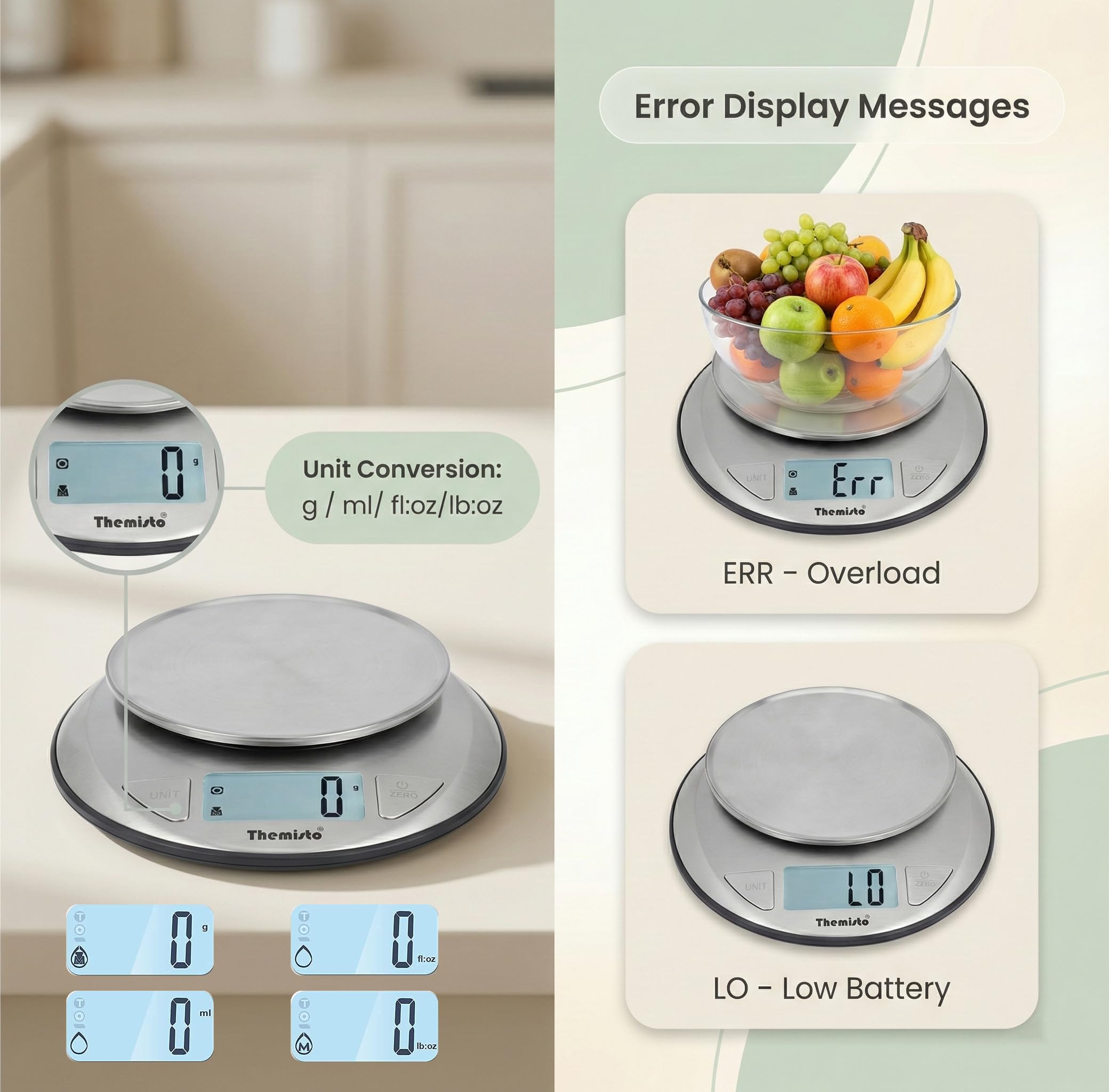 Themisto Bilancia da cucina digitale in acciaio inossidabile TH-WS20 (5kg)