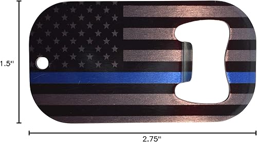 Miniatura 3 de Oficial de policía Abrebotellas de acero inoxidable resistente Línea azul delgada Departamento de aplicación de la ley Subdued