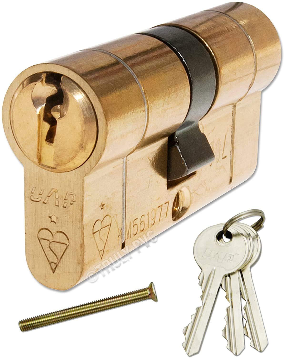 UAP 45/50 (40-10-45) 95mm Brass High Security 1* Kitemarked Euro Cylinder Door Lock - Secured by Design