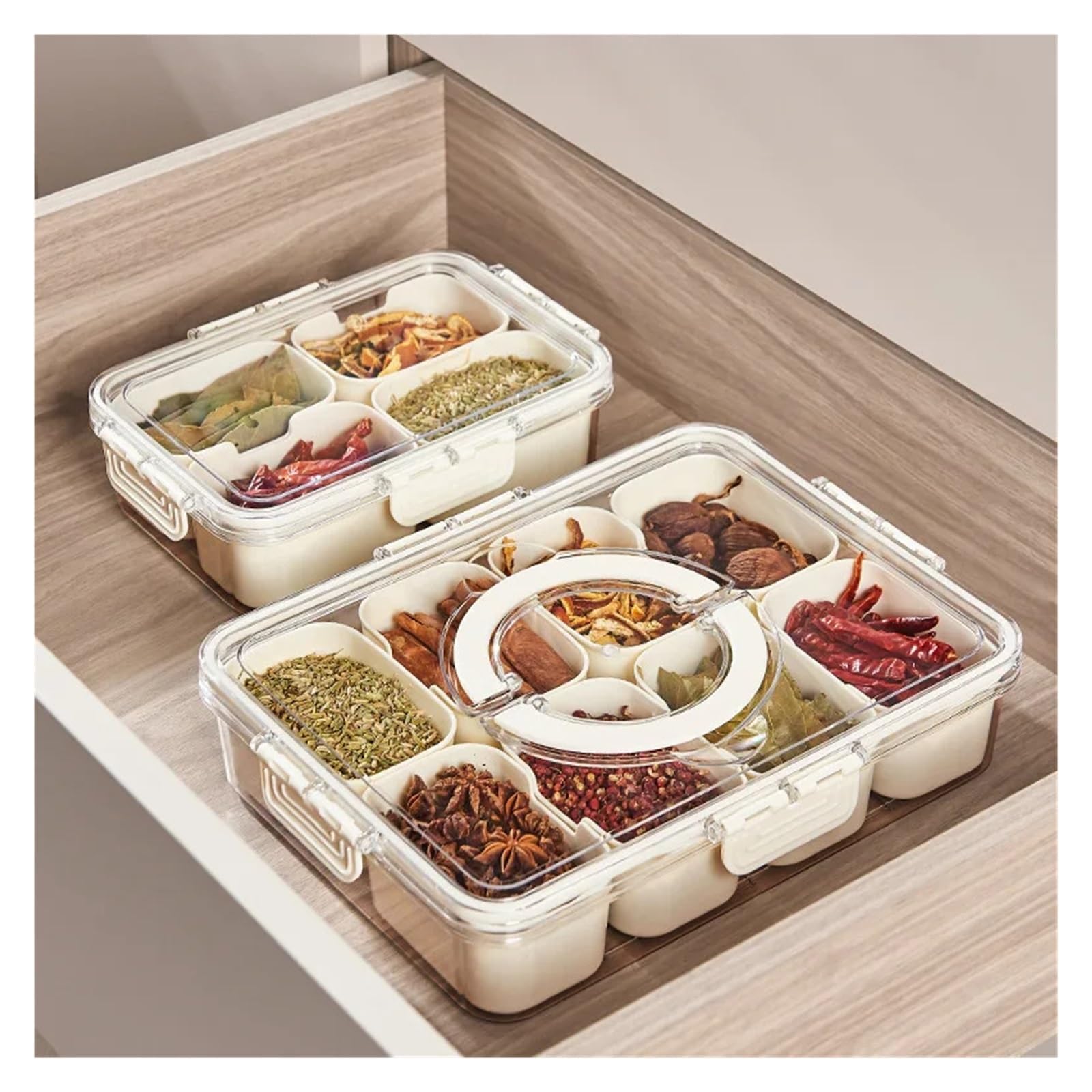 Contenitore for spezie da cucina con griglia integrata e serbatoio sigillato(4 Long)