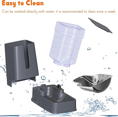 Miniatura 6 de Dispensador de comida para gatos y dispensador de agua para gatos con cuencos de acero inoxidable, alimentador por gravedad para perros pequeños,