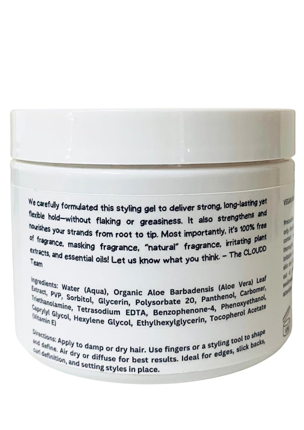 CLOUDD Fragrance-Free High Definition Firm Hold Styling Gel, 100% Fragrance-Free and Essential Oil-Free Flexible, Strong Hold Curly Gel, Unscented