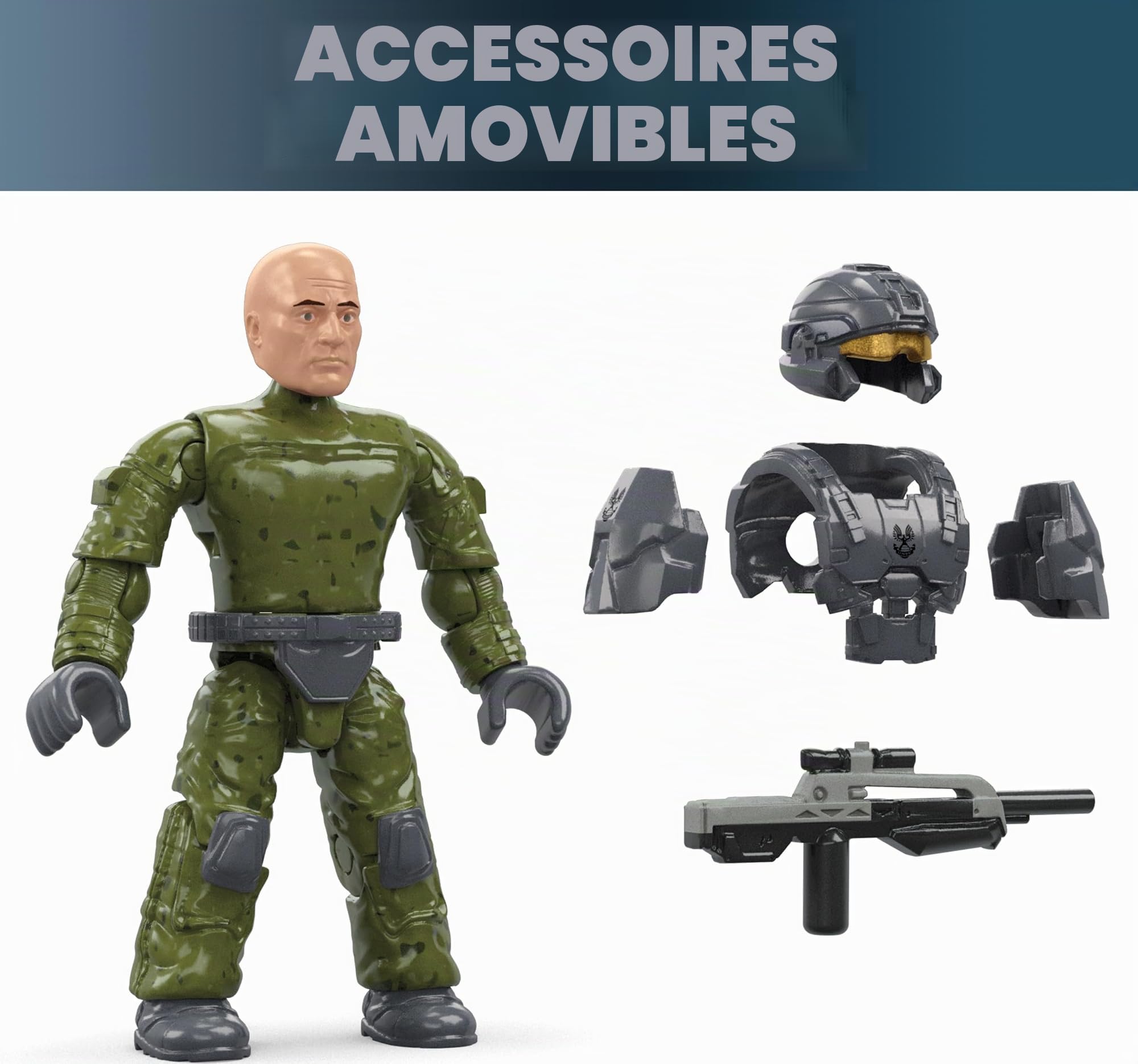MEGA FLEETCOM Ensemble de jouets de construction Halo Mongoose ATV avec 79 pièces, 2 micro figurines articulées et accessoires