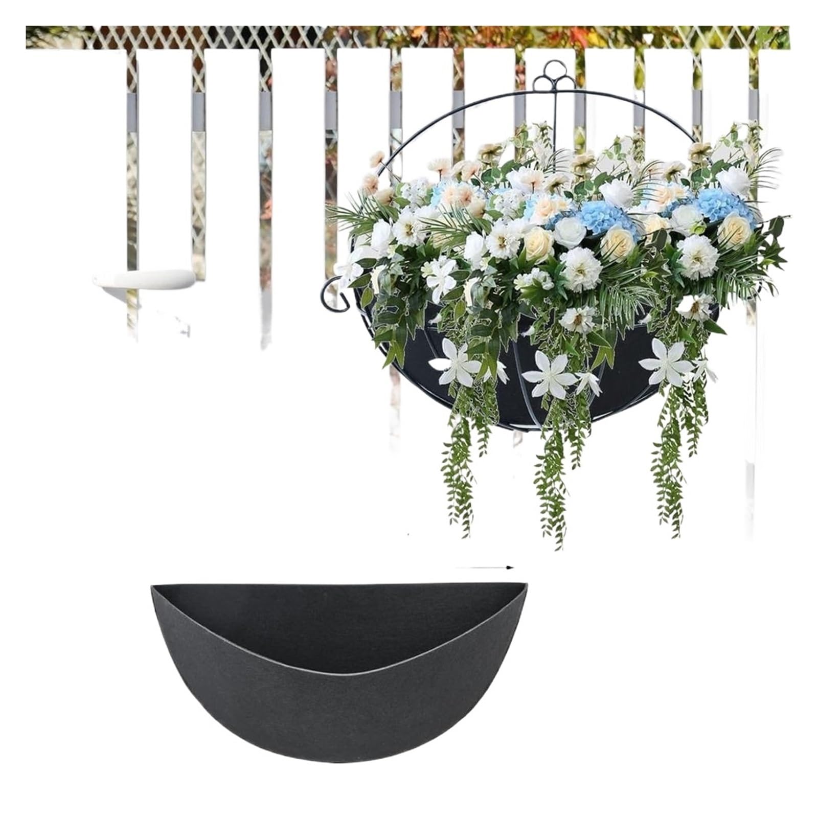 AYWTIUN Felt Planter Liner Fabric Planter Liner 3pcs Half Round Felt Flower Basket Plant Garden Decoration Replacement Liners for Wall Hanger(16inch)