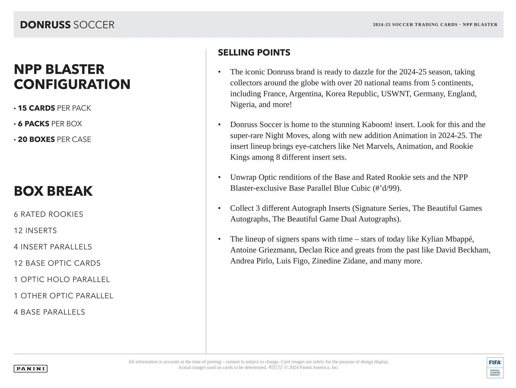 2024 2025 Donruss Soccer Factory Sealed Blaster Box of Packs with Possible EXCLUSIVE Cubic and Pink Cubic Parallels Plus Chance for Kaboom and Night Moves Inserts