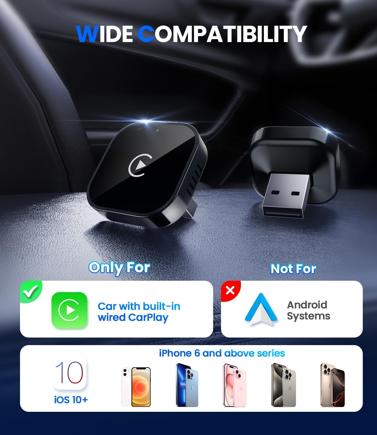 Teeran Wireless CarPlay Adapter for iPhone (2026 Upgraded), Mini Plug & Play for Cars with Factory Wired Apple CarPlay, Fast & Stable Connection, Easy Setup, Wide Vehicle Compatibility USB & USB C﻿ - Image 8