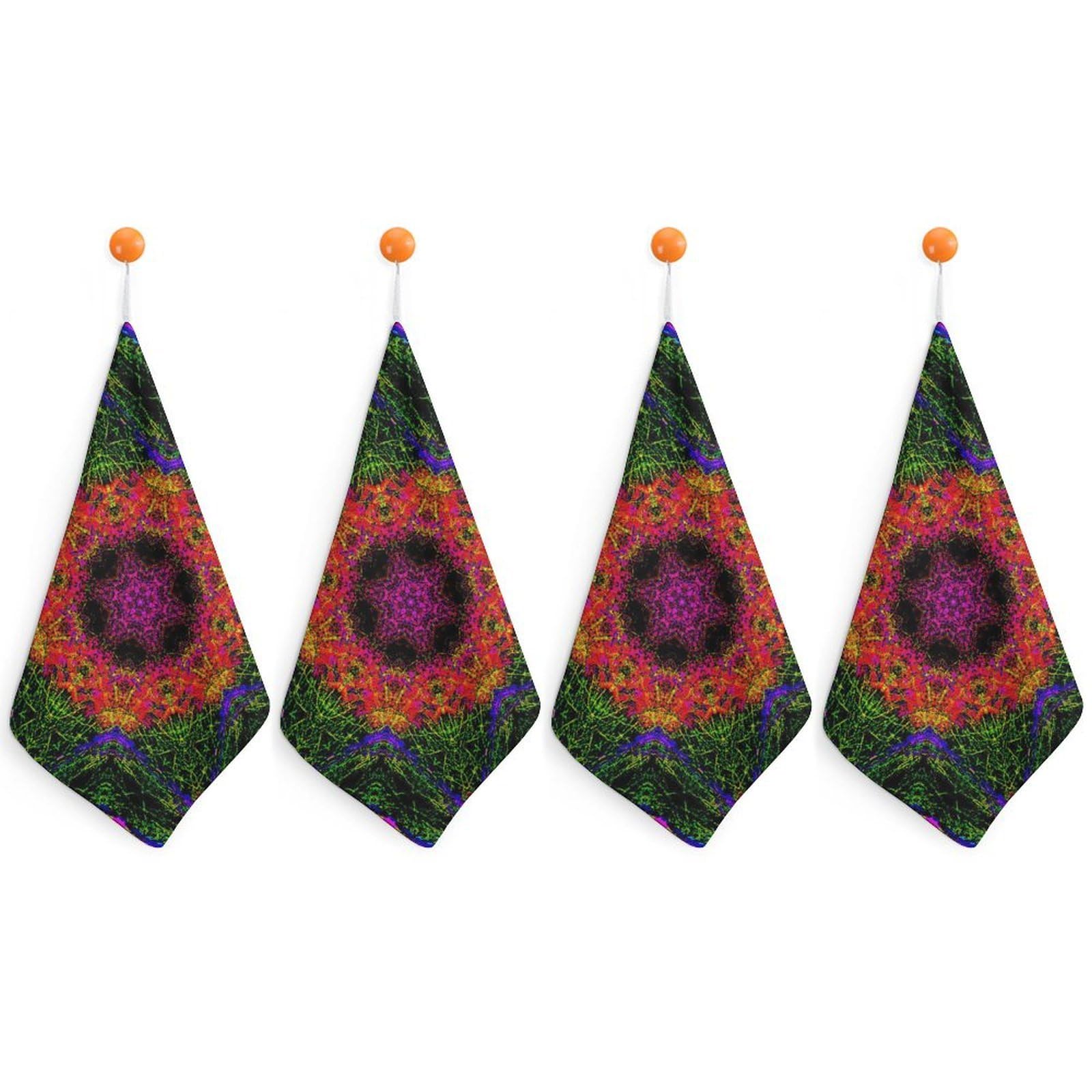 LEDFCVSU 4 Piece Hanging Hand Towels, Psychedelic Kaleidoscope Small Dry Hand Towel for Kitchen Bathroom