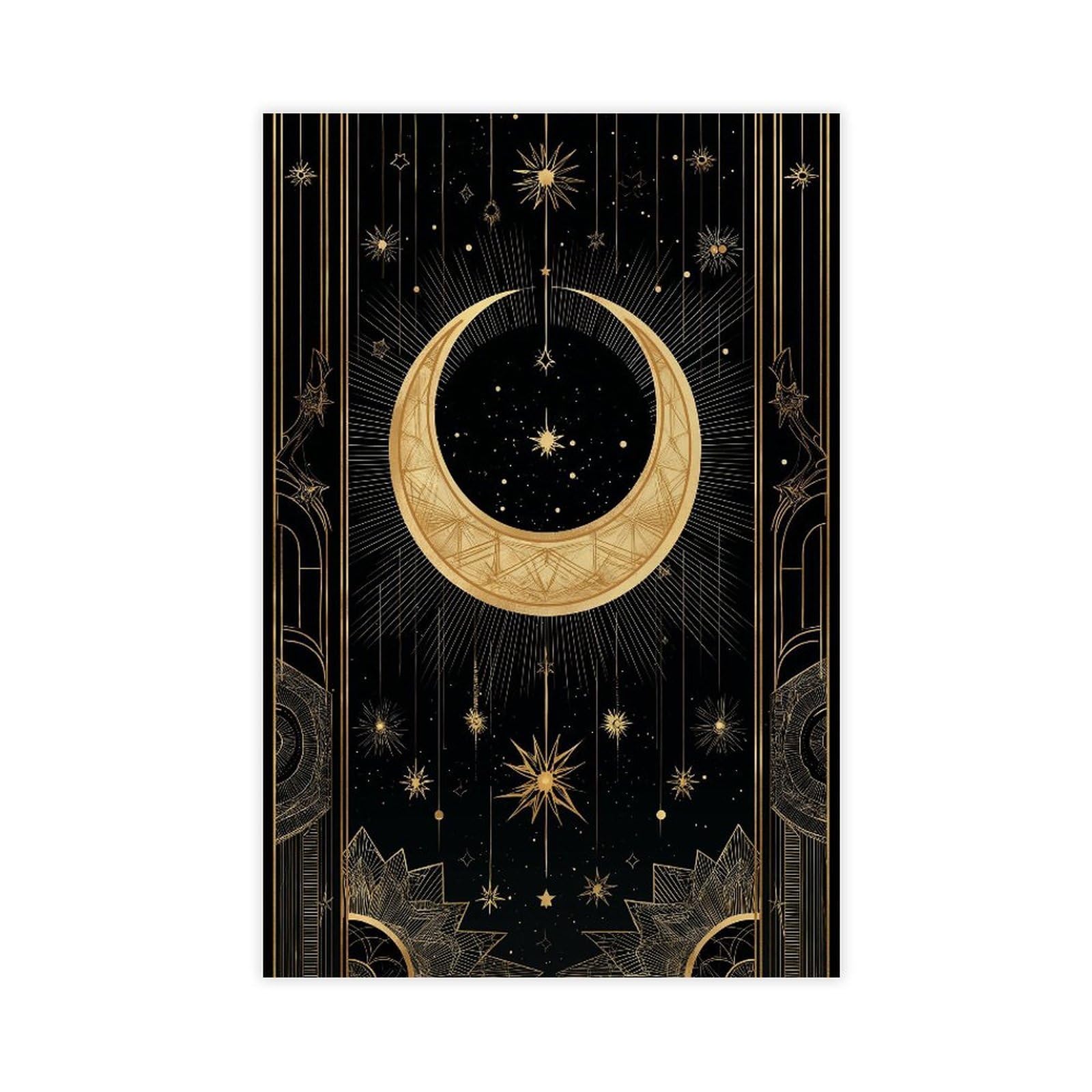 YWTJAX Gold Moon Poster Canvas Poster for Bedroom Decor Gift