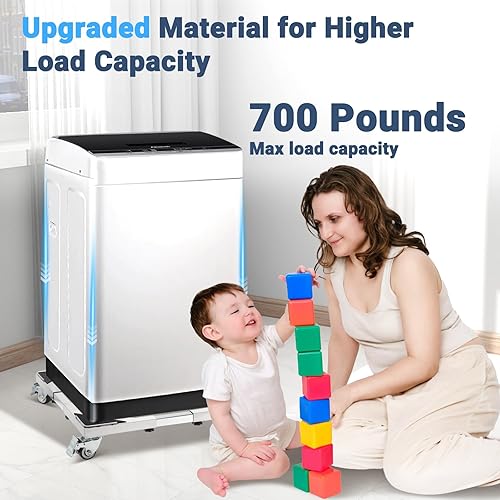 Miniatura 4 de WBD WEIBIDA Carrito de acero inoxidable mejorado para lavadora, carrito de muebles de 700 libras con ruedas con bloqueo, base de soporte móvil