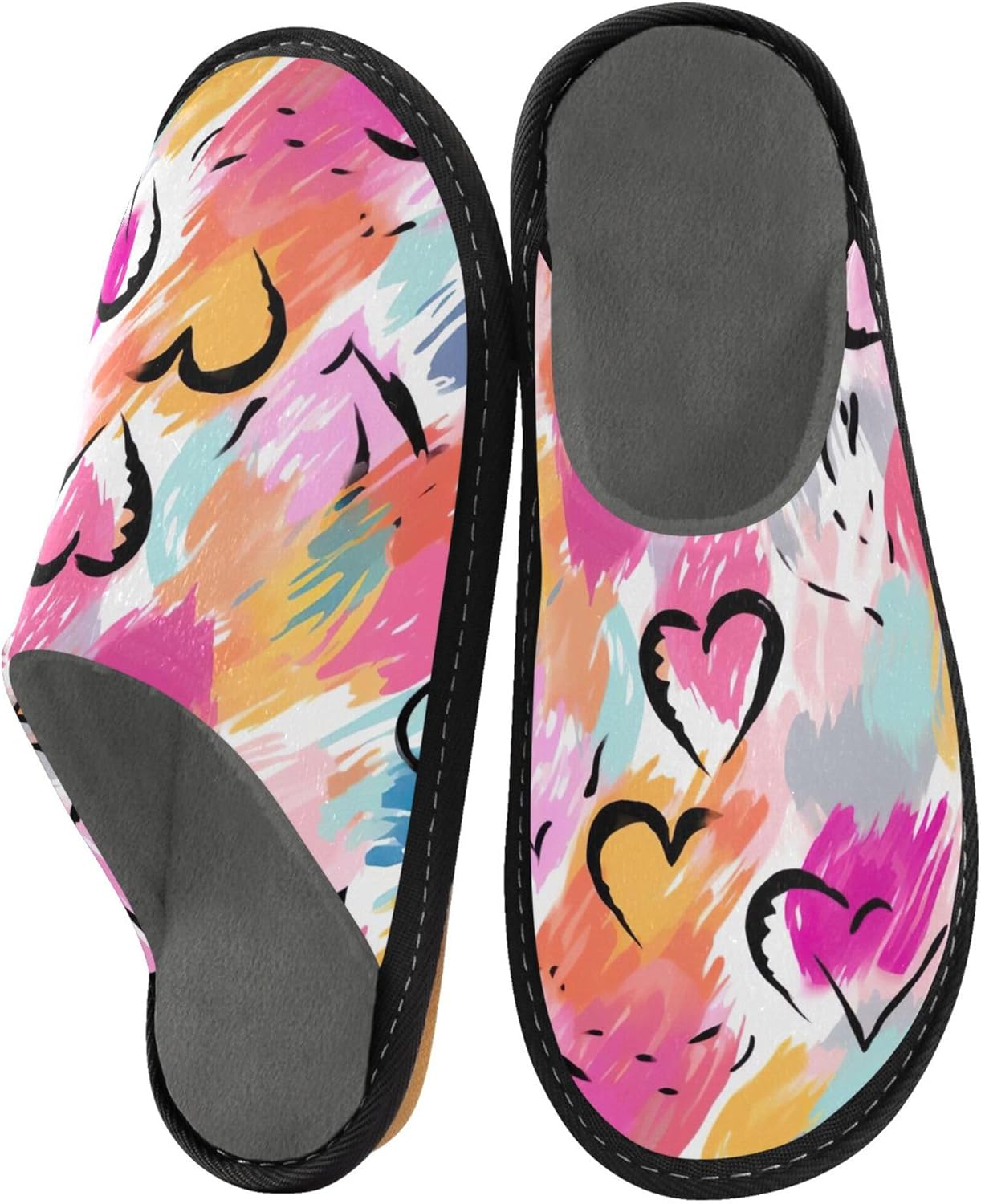 Heart House Slippers – Cozy Fuzzy Slippers for Guests, Washable & Disposable, Perfect for Shoeless Home, Spa & Hotel Use A112214