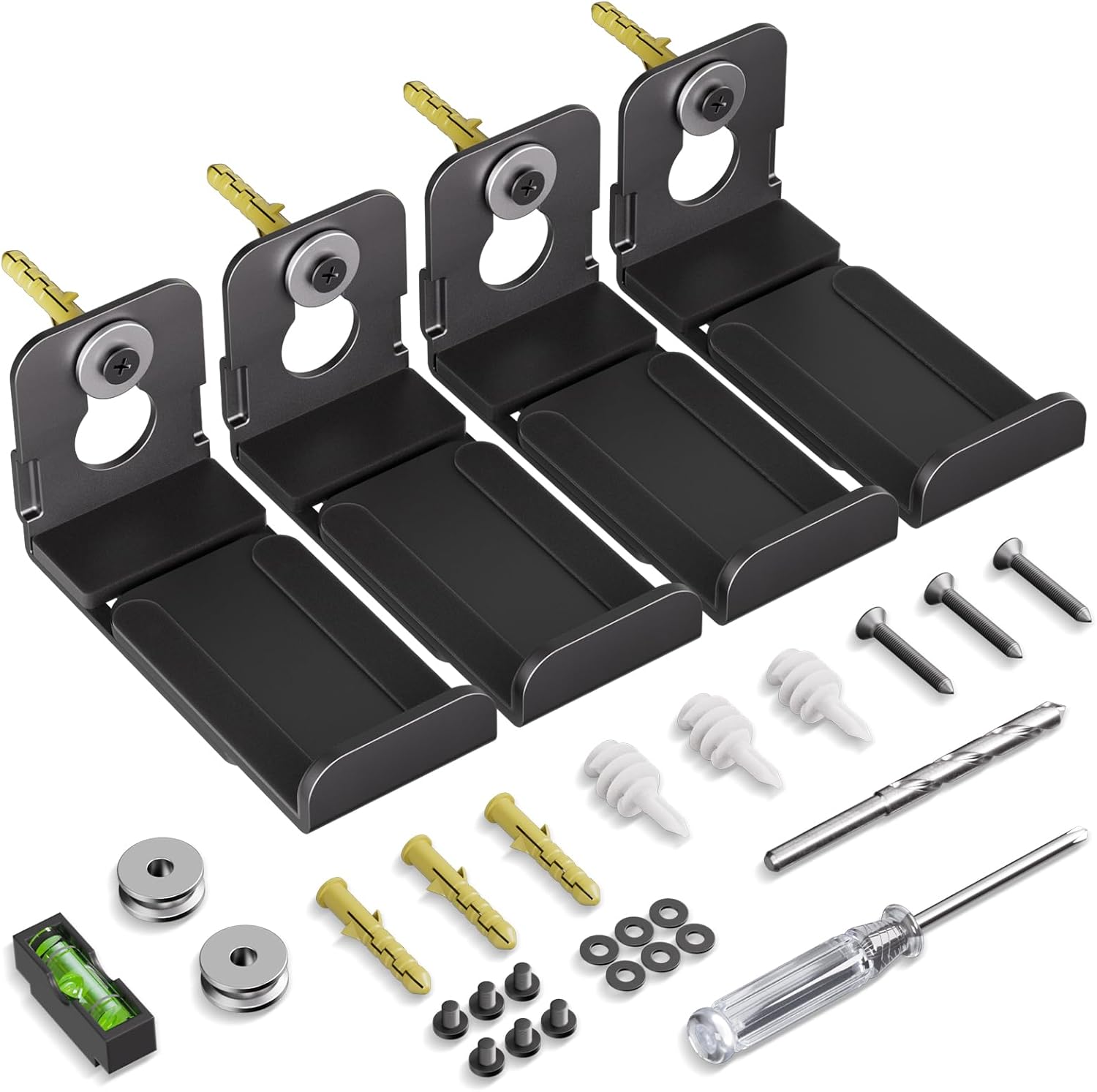 Soundbar Mount, (2 Sets) Speaker Wall Mount Brackets Under TV, Heavy Duty Sound Bar Shelf Mounting Adjust 3.4" - 5.8" for Samsung, Vizio, Lg, Sony, JBL, Bose and More Hanger Soundbars