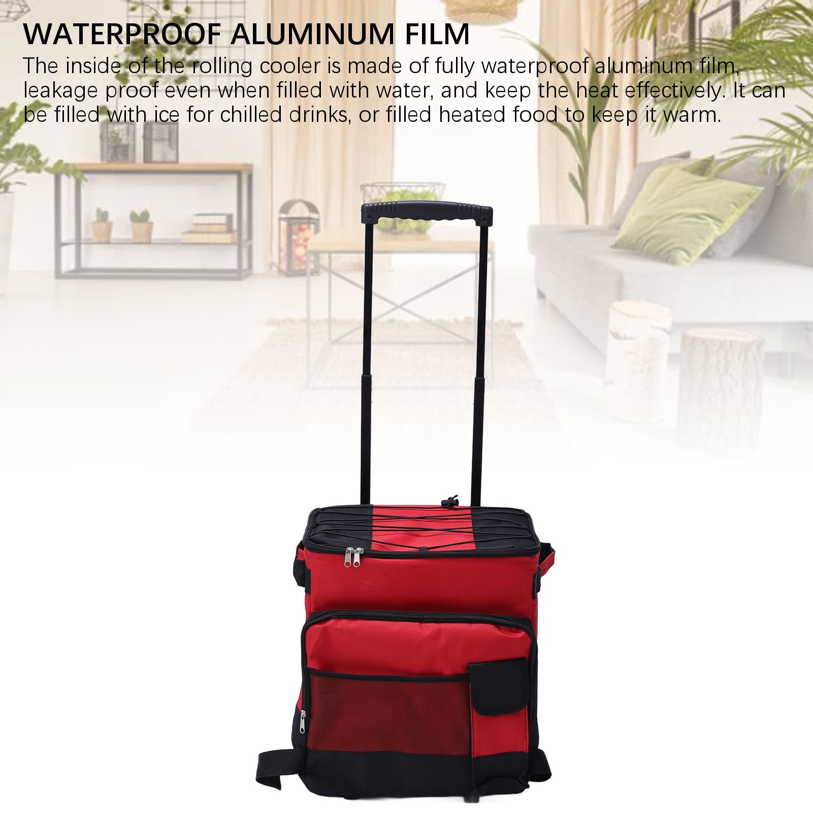 Nevera con Ruedas, Nevera con Aislamiento de Gran Capacidad de 43 L con Ruedas, de Viaje Portátil con Asa para Acampar, Picnics, Actividades Al Aire Libre