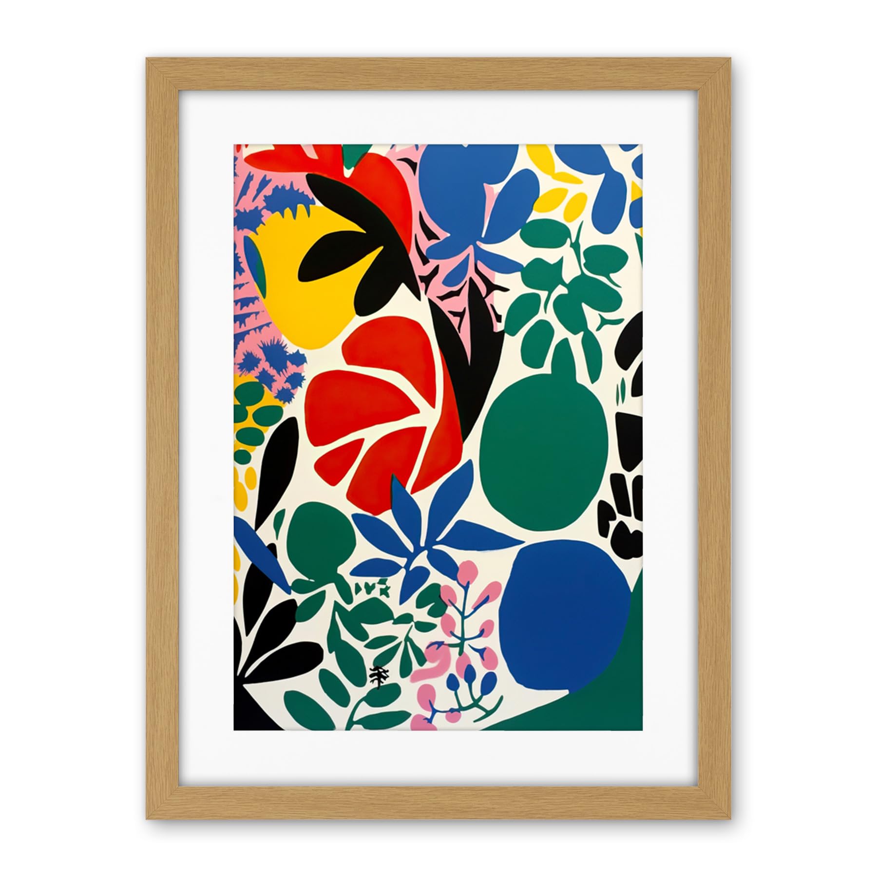 Artery8 Botanical Garden Henri Matisse Inspired Acrylic Painting Abstract Bright Shapes Artwork Framed Wall Art Print 18X24 Inch