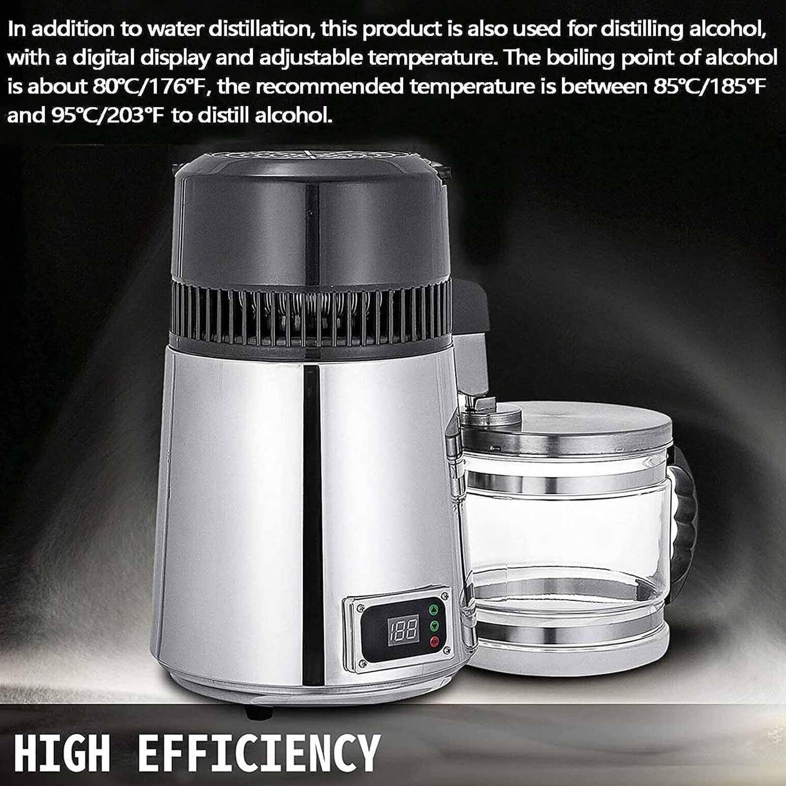 Destilador De Agua De 4 L, Destilador De Agua Pura con Pantallas De Temperatura Dual, Máquina De Agua Destilada De 750 W con Recipiente De Vidrio,220V