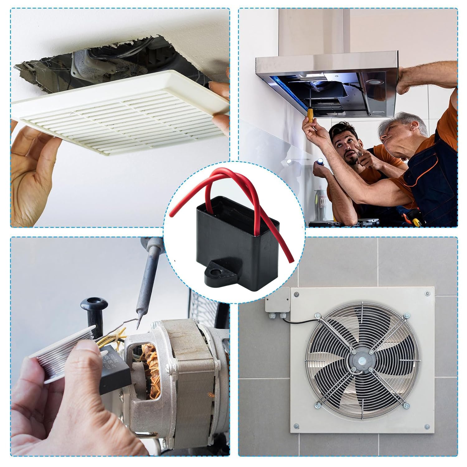GTIWUNG 6 sztuk 1.2uF 450V AC CBB61 Kondensator Wentylator sufitowy 50/60 Hz, kondensatory rozruchowe 2 przewody wentylatora, kondensator roboczy silnika