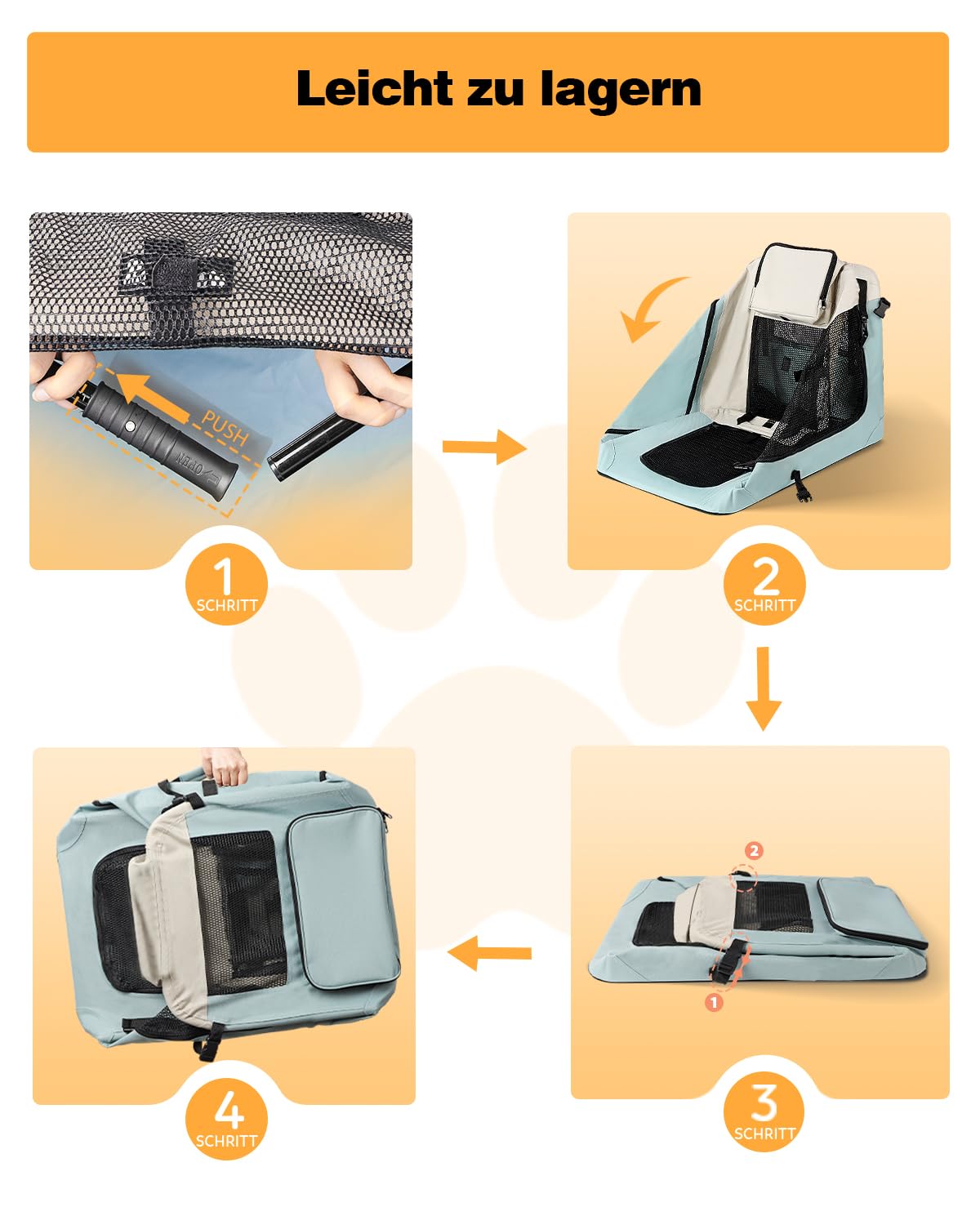 Hundebox M 60x42x42cm, Faltbar Hundetransportbox Inkl.Hundenapf, Tragbare Hundetasche für Reisen, Hunde und Katzen Auto Haustiertransportbox(M, Blau)