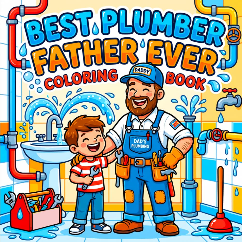 Best Plumber Father Ever Coloring Book: A Fun Father’s Day Gift from Kids | Bold and Easy Coloring Pages Featuring Pipes, Tools, and Plumbing Work Scenes | Simple Designs for Toddlers and Young Kids