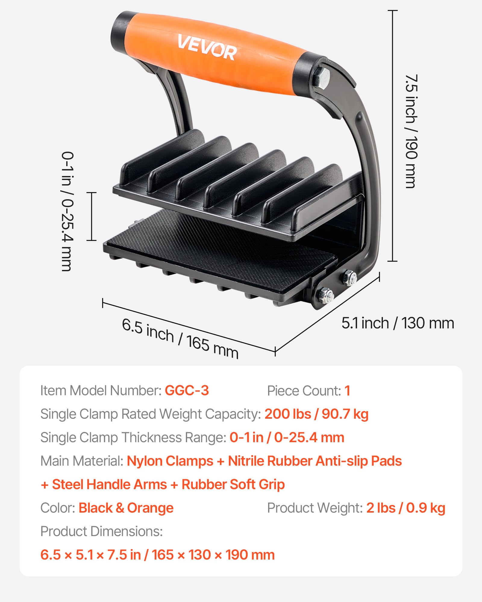 VEVOR Transportador de Contrachapado Ajustable 0-25,4mm 90,7kg para Paneles de Yeso
