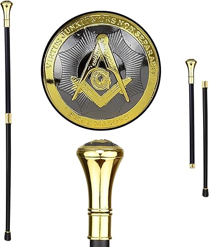 Bastón masónico de bastón masónico para hombres, equilibrio para personas mayores, portátil, plegable, 2 piezas para estabilidad, soporte de