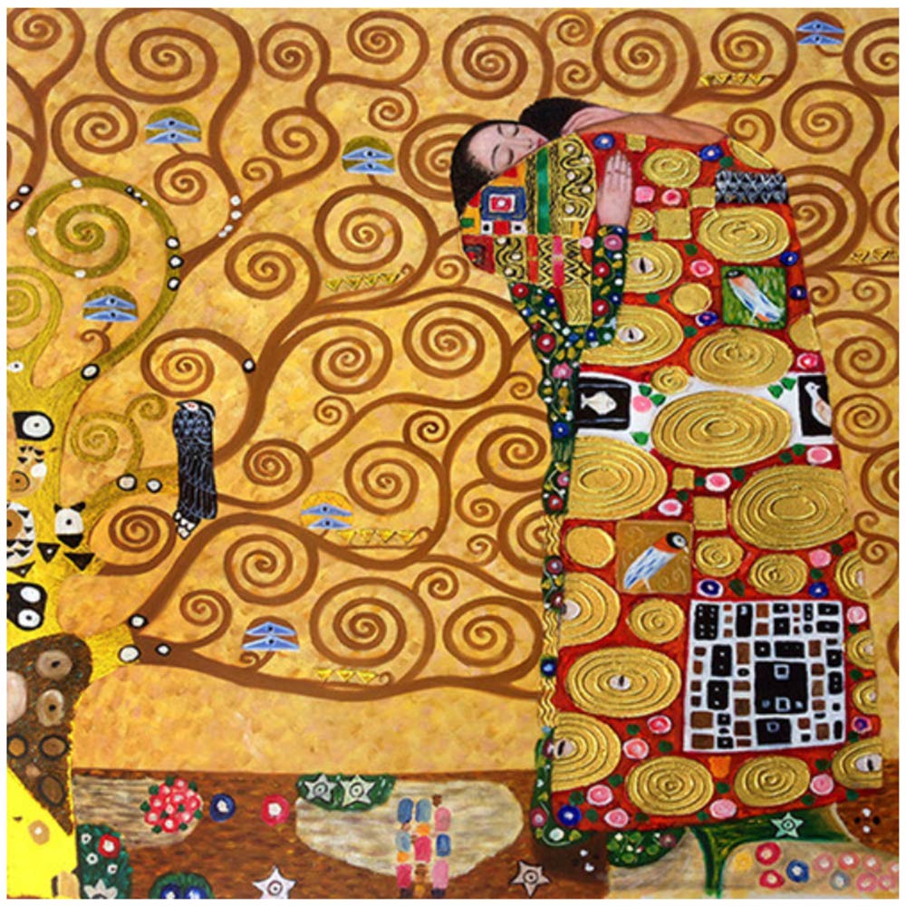 Peinture à l'huile Gustav Klimt The Fulfillment toile 40x40cm encadrée