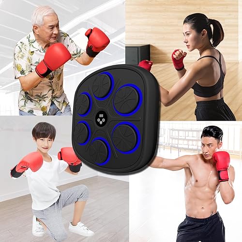 Miniatura 4 de Máquina de boxeo de música inteligente mejorada 2024, equipos de entrenamiento de boxeo de ajuste de velocidad con guantes de boxeo, objetivo de