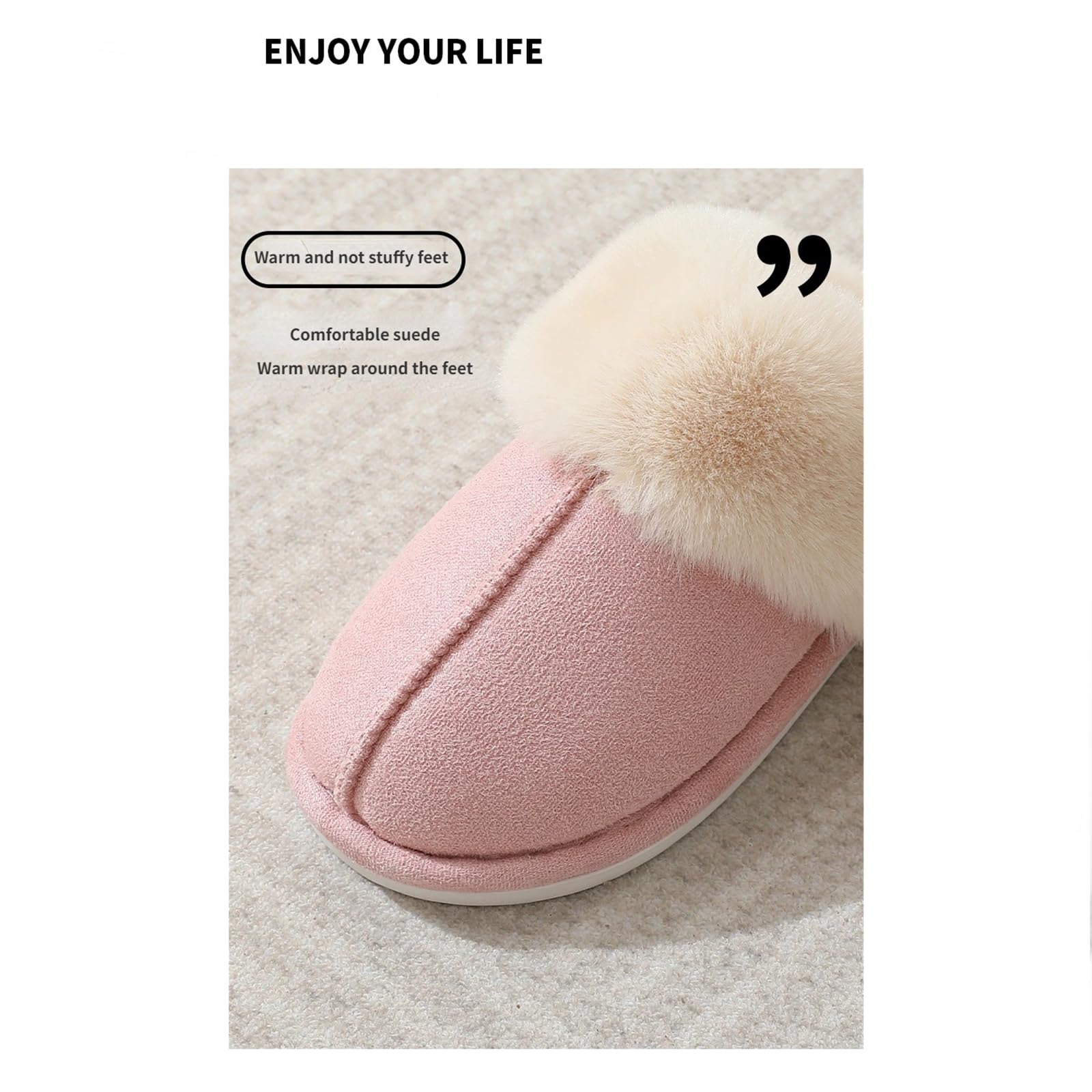 Ciabatte Donna Invernali Pannelli da Interno in Pelliccia Calda per Donne Peli Morbidi, Cotone Imbottiti, Comodi, Anti-Slip E Soffici-pink-36-37