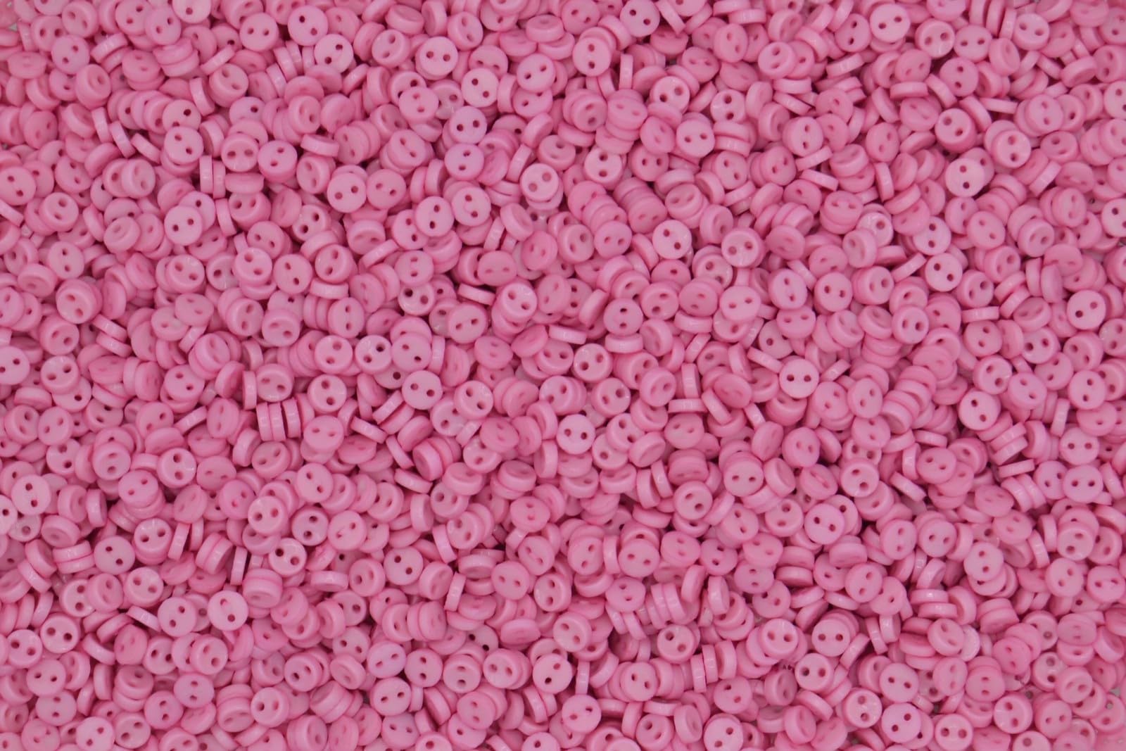 celloexpress 5mm Pink Circles Mini Doll Buttons for Dolls & Soft Toys Clothes - 5mm Assorted Round Colours & Designs (Pack of 2000, Pink Circles)