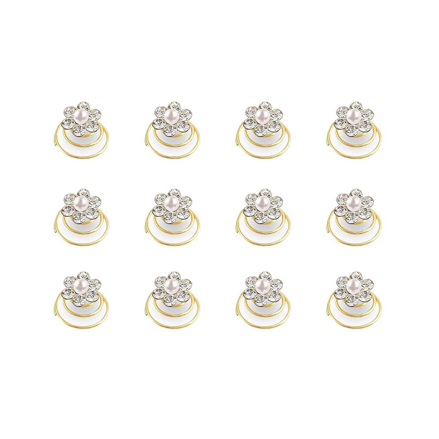 Sanas Hair Bun Accessories 12Pcs Flowers For Hair Spiral Juda Pins Spiral Hair Ties Bridal Accessories Hair Style Women Clips Juda Pin 12Pcs