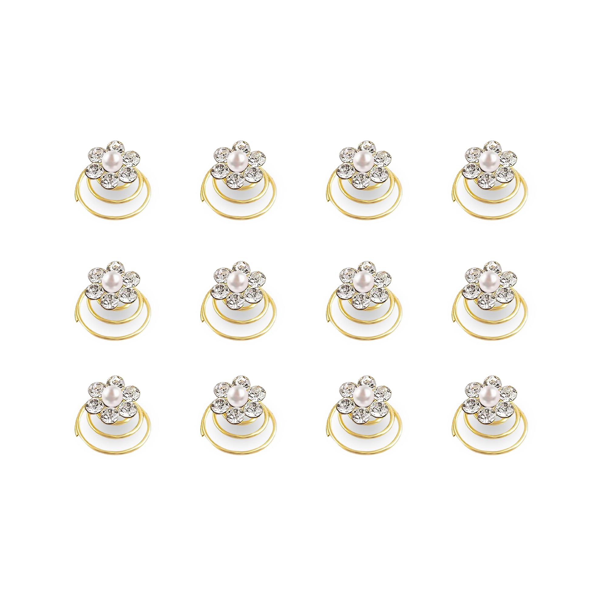 Sanas Hair Bun Accessories 12Pcs Flowers For Hair Spiral Juda Pins Spiral Hair Ties Bridal Accessories Hair Style Women Clips Juda Pin 12Pcs