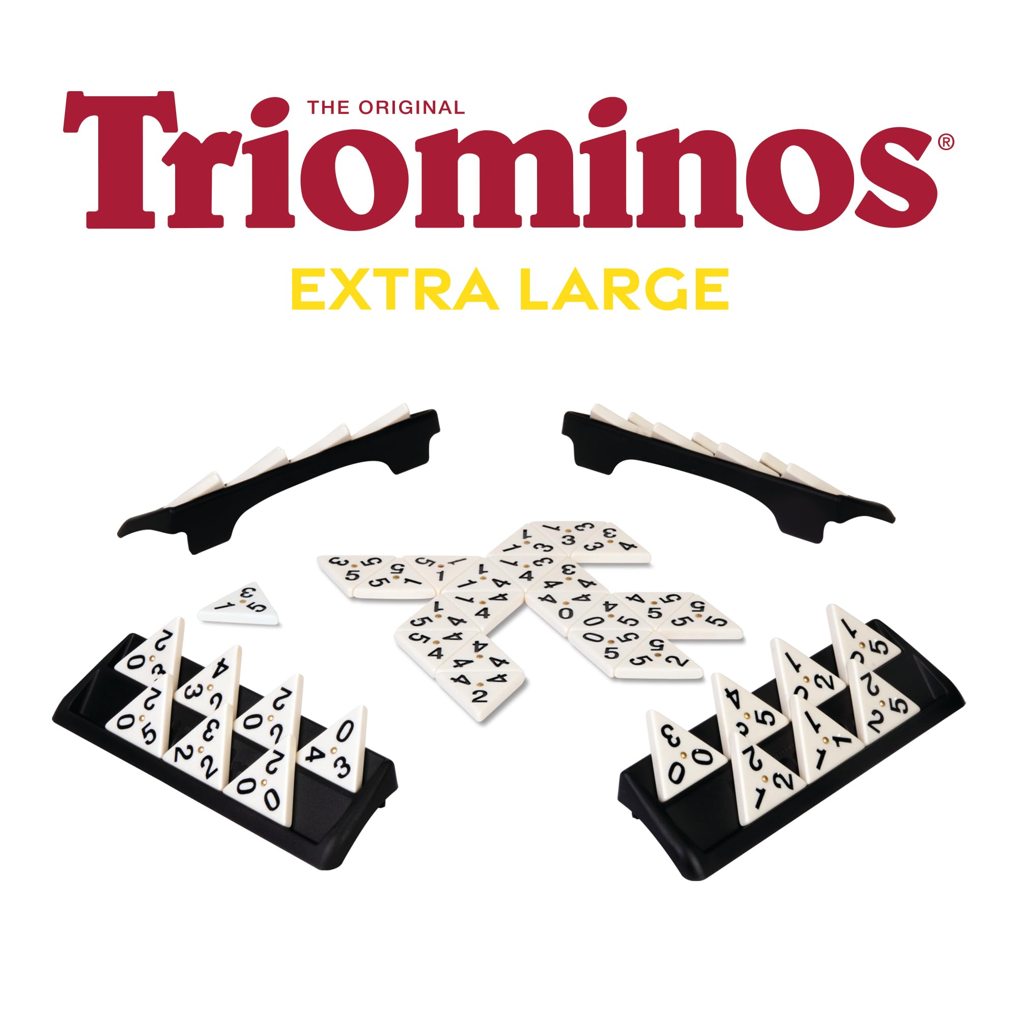Triominos Extra Large, Brettspiel ab 6 Jahren, Familienspiel und Gesellschaftsspiele für 2 bis 4 Spieler | Brettspiel ab 6 Jahren, Familienspiel und Gesellschaftsspiele für 2 bis 4 Spieler