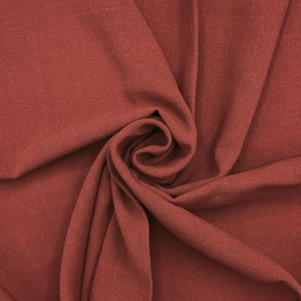 Stone Washed Linen Viscose Fabric Plain Oeko-Tex Dressmaking Soft 136cm Wide (Price Per Metre) (Chestnut)