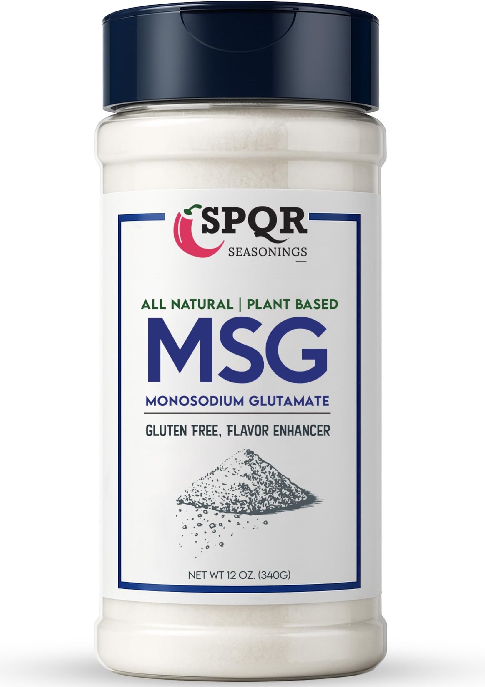 Plant Based MSG Seasoning Monosodium Glutamate XL 12 Ounce Bottle Gluten Free Restaurant Grade Flavor Enhancer by SPQR Seasonings