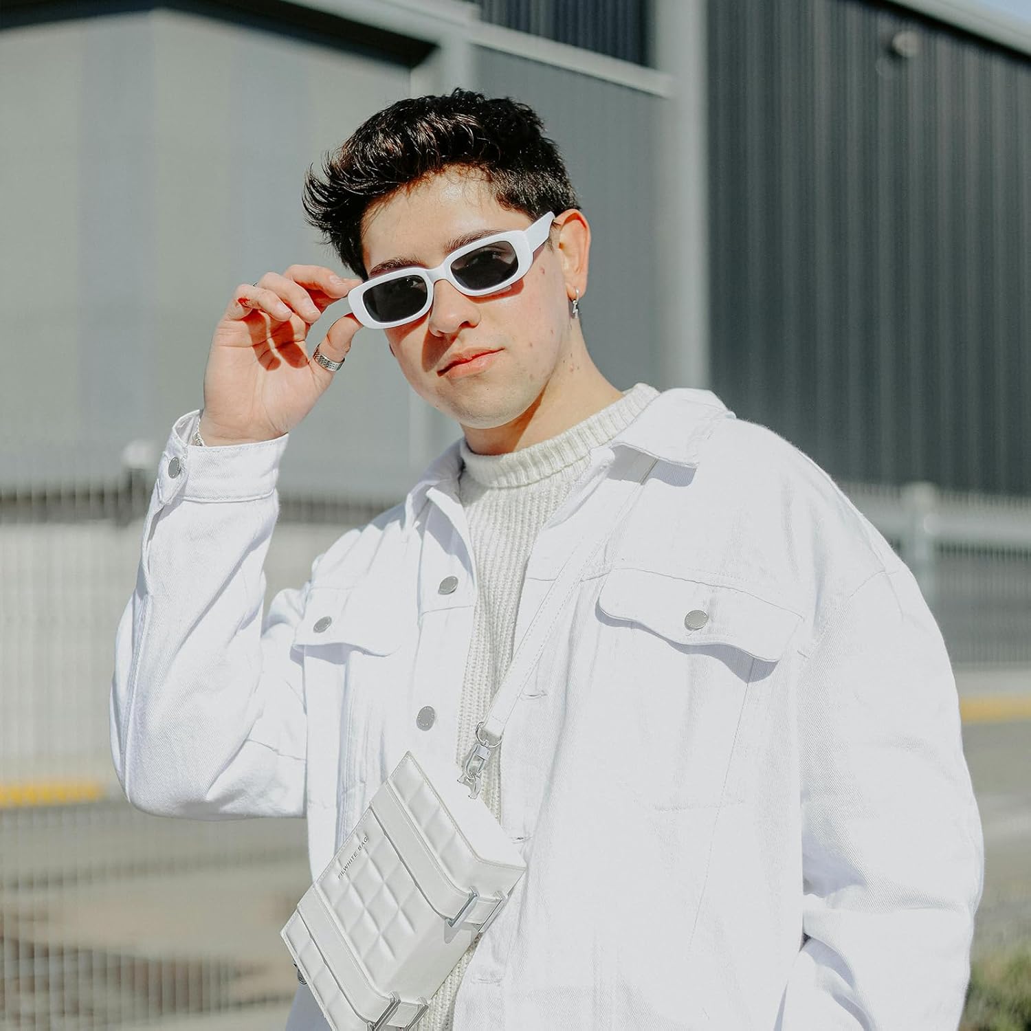 Bulk Rectangle Sunglasses for Women Retro Small 90s Trendy Y2K Sun Glasses for Bachelorette - Image 3