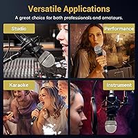 Vista 7 de Micrófono con cable para cantar karaoke, micrófono con cable de metal para máquina de karaoke con altavoz, micrófono dinámico XLR con cable de 13.12