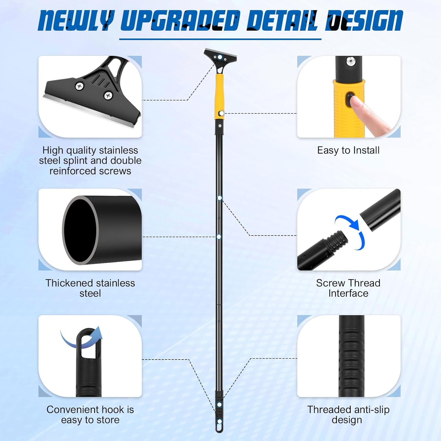 Floor Scraper with 45.7” Long Handle, 4 Inch Razor Blade Scraper with 10PCS Extra Metal Blades,Paint Scrapers for Cleaning Wall Glass Tile Floor Paint Gum Stains Stickers Linoleum