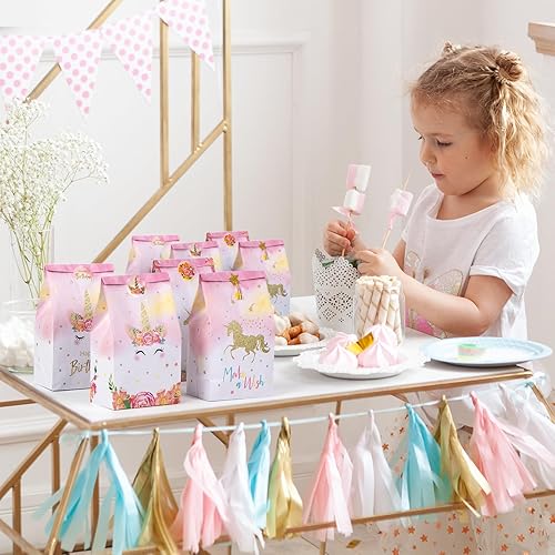 Miniatura 7 de DECORLIFE 24 bolsas de unicornio para fiesta, bolsas de regalo de unicornio para fiesta de cumpleaños de niñas, perfectas para niñas, niños,