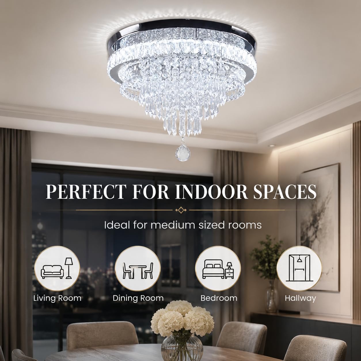 FRIXCHUR Lampadario di cristallo Plafoniera a LED Plafoniere da soggiorno Soffitto Camera da letto moderna Plafoniera a LED per corridoio Cucina Plafoniere Soffitti Lampadario (Bianca)