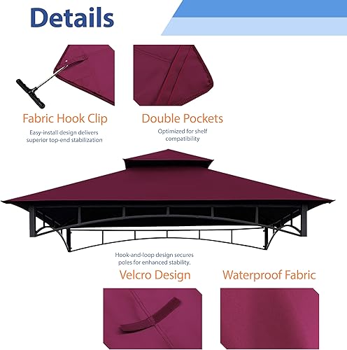 Miniatura 3 de Easylee Tienda de campaña con toldo de doble nivel, 5 x 8 pies, con luz LED, resistente a los rayos UV y tela impermeable (beige-blanco)