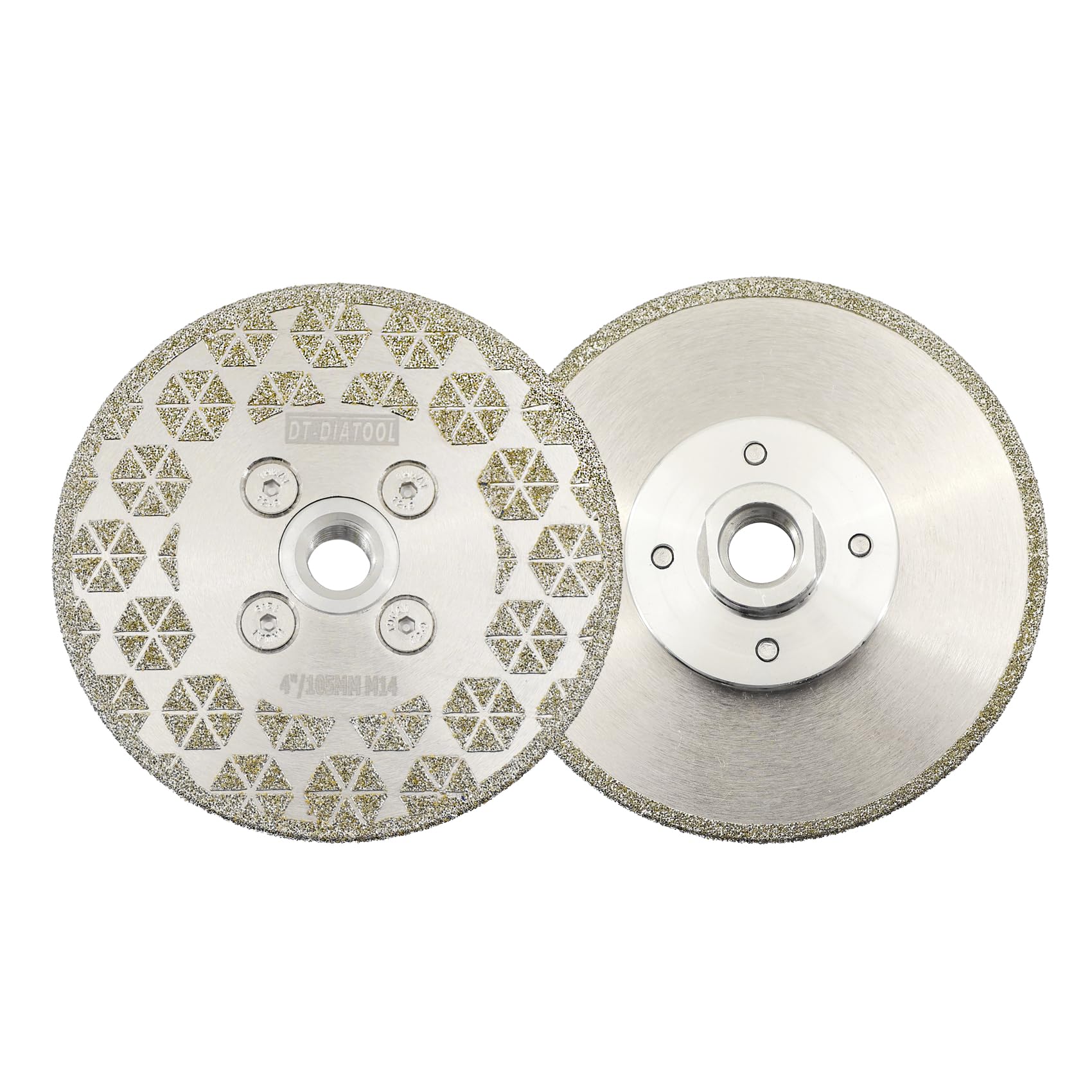 DT-DIATOOL Diamond Cutting and Grinding Disc 2-Pack 105mm x M14 Thread Flange Single Side Electroplated Diamond Disc for Granite Marble Natural Stone Tiles