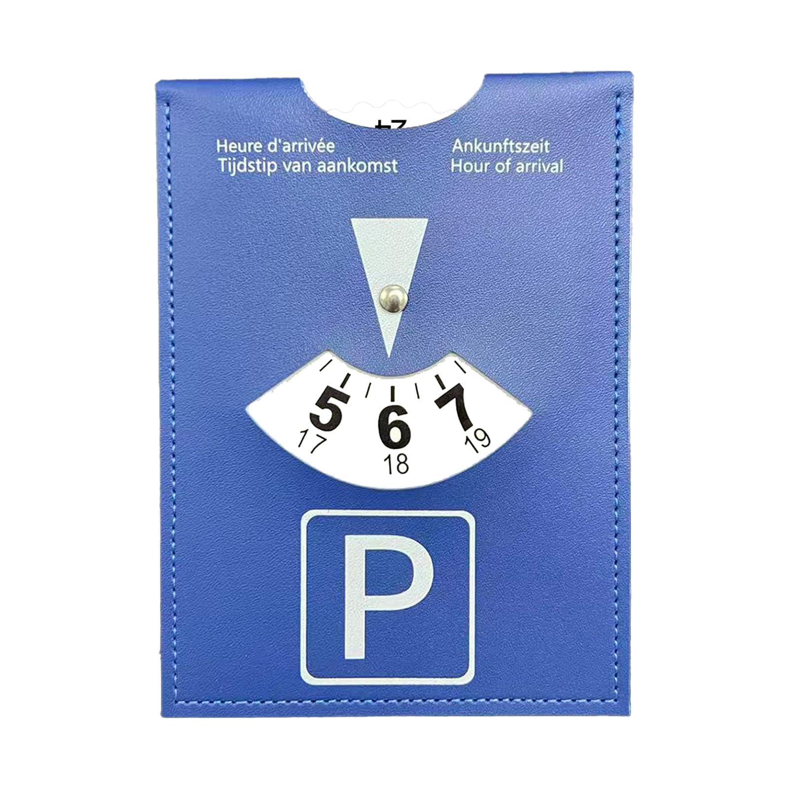 Disco horario Grande Modelo de Lujo para Estacionamiento de Lujo en Simil Cuero Suave, Modelo Grande 11 x 15 cm, Multilingüe, Ideal para Coches, Motos y Autocaravanas