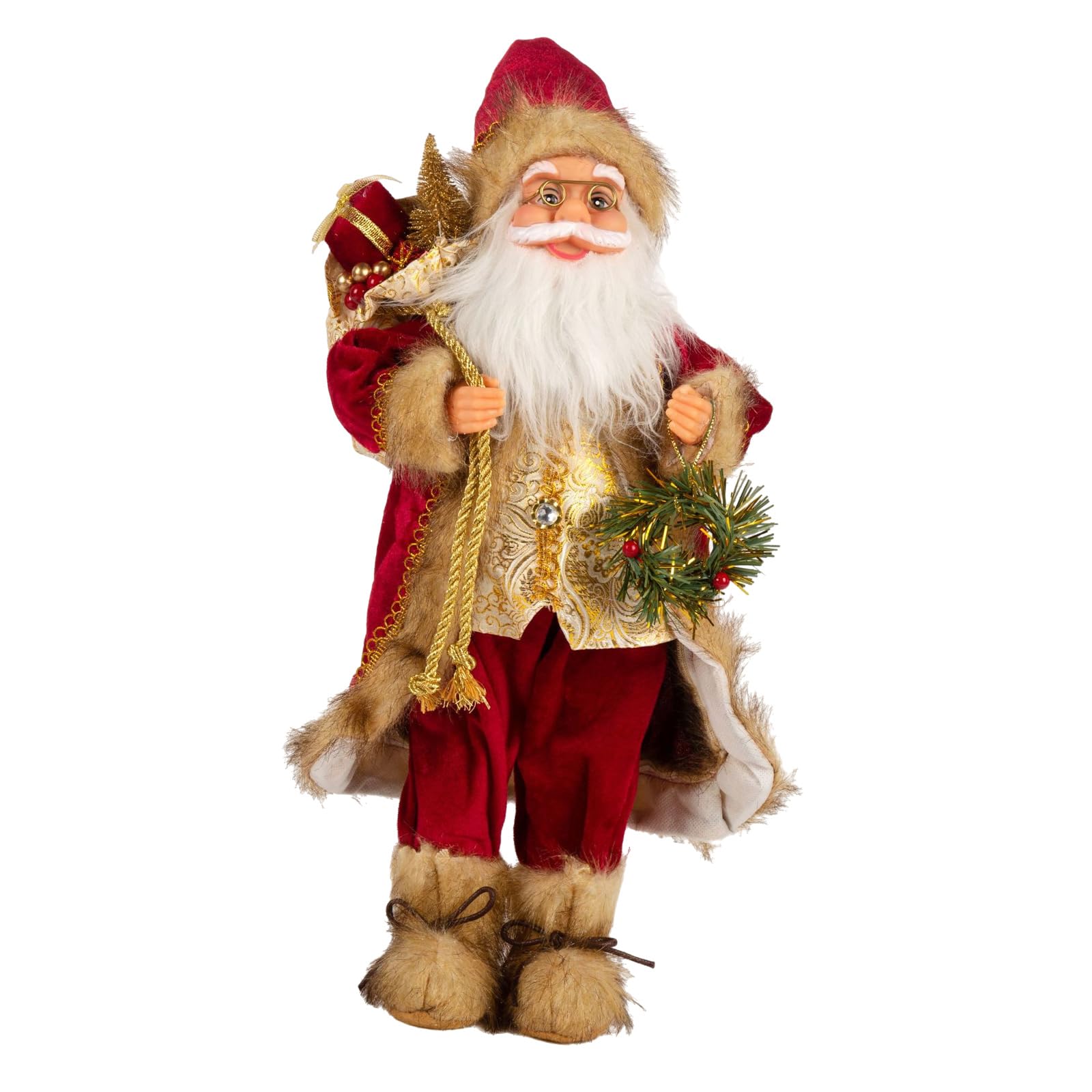 Kalttoy Christmas Ornament Funny Santa Figurine Holding Gift Bag Statue Ornament for Festival Holiday Party Tabletop Decors Festival Santa Decoration