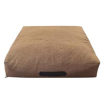 Dogerman Luxurious Jute Gold Flat Bed with Removable Cover for Dogs & Cats (Large, Gold)