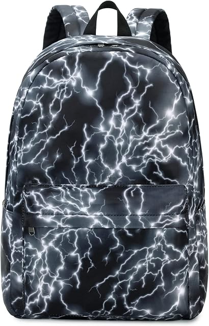 SeeBlue Boys Girls Backpack School Bags Teenager Starry Lightning Durable Student Travel Waterproof Bookbags (Black), L