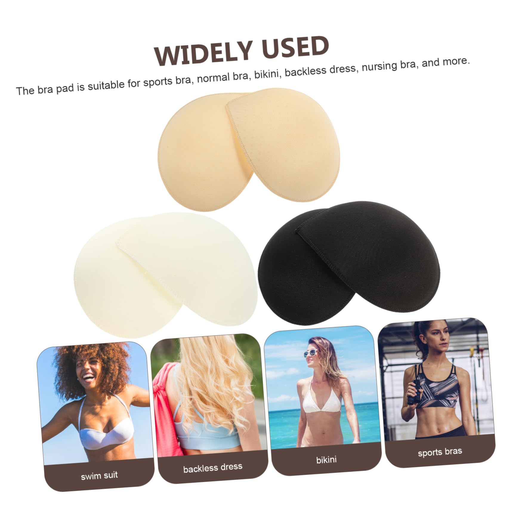12pares Almohadillas De Esponja Para Sostenes De Insertos De Pads Para Bañadores y Sujetadores Deportivos Cómodas Forma Natural Reemplazos y