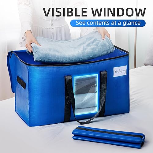 Miniatura 3 de TAILI Bolsas de mudanza extra grandes, paquete de 6 bolsas resistentes para almacenamiento con ventana visible, asas envolventes, bolsas de