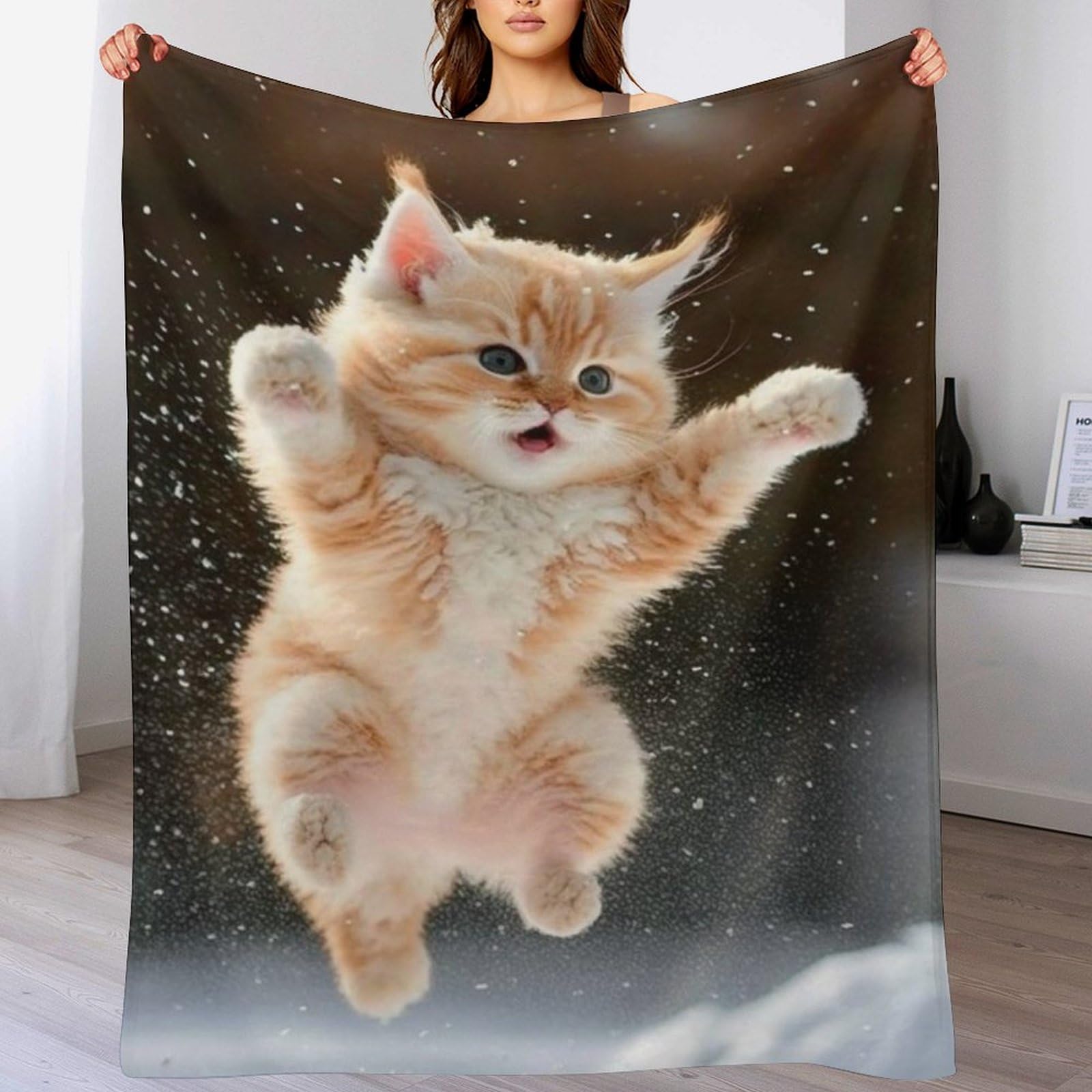 Manta de gato de franela para sofá 130x180 cm suave de cuatro estaciones